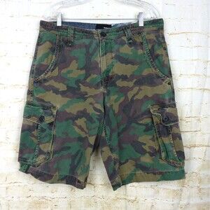 Y2K Hurley Cargo Shorts Mens 34 Camouflage Baggy Cotton Skate Surf Streetwear